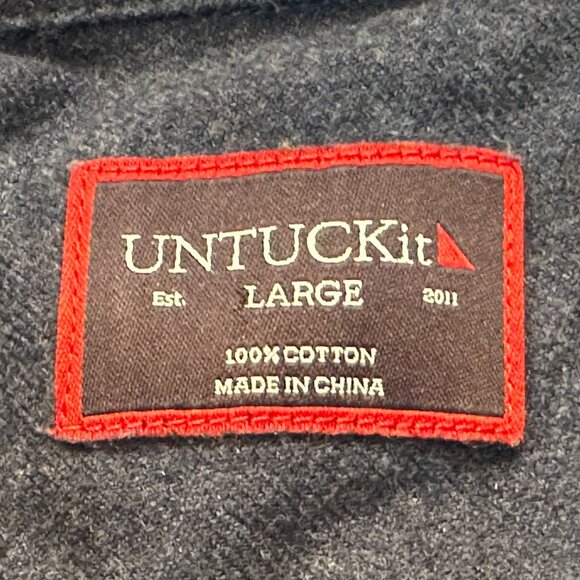 UNTUCKit Dark Blue Flannel Cotton Long Sleeve Casual Dress Shirt‎ Large Office - Picture 4 of 4